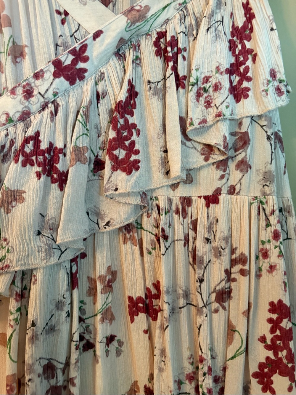 Patrons of Peace Boho Floral Asymmetrical Ruffle Top Dress - Picture 6 of 12